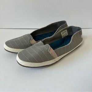 Reef Summer Slip On Gray Striped Shoes 8.5